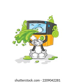 the gameboy throw up cartoon. cartoon mascot vector