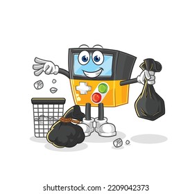 the gameboy Throw garbage mascot. cartoon vector