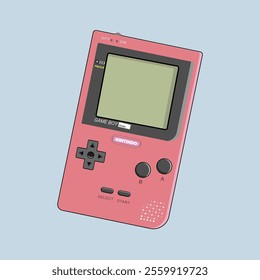 Gameboy Vector Icon Illustration. Soft Red Vintage Gameboy Icon Concept Isolated. Suitable for Landing Web Page, Banner, Flyer, Sticker