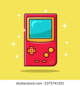 Gameboy Vector Icon Illustration. Gameboy Vintage Icon Concept Yellow soft Isolated. Flat Cartoon Style Suitable for Web Landing Page, Banner, Flyer, Sticker, Card, Background