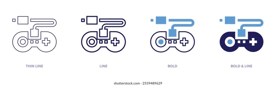 Gameconsole icon in 4 different styles. Thin Line, Line, Bold, and Bold Line. Duotone style. Editable stroke.