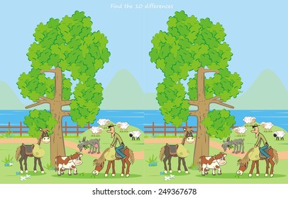 game,farm, find ten differences