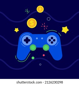 Gamefi concept. Blockchain game. Video game on blockchain technology. Flat illustration. 