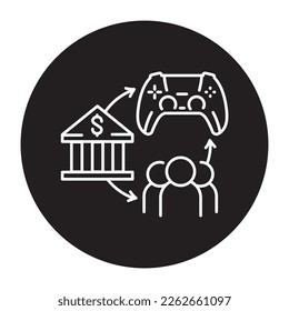 Gamefi ecosystem color line icon. Digital crypto art. Pictogram for web page.