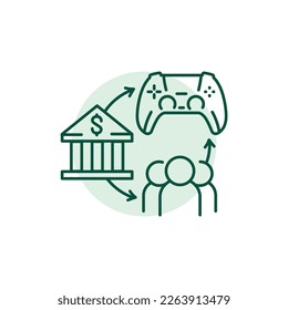 Gamefi ecosystem color line icon. Digital crypto art. Pictogram for web page.