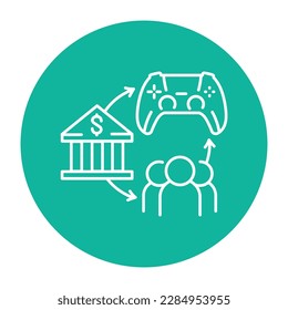 Gamefi ecosystem color line icon. Digital crypto art. Pictogram for web page.