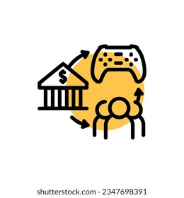 Gamefi ecosystem color line icon. Digital crypto art. Outline pictogram for web page, mobile app, promo