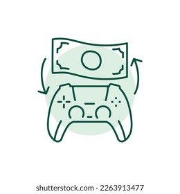 Gamefi exchange color line icon. Digital crypto art. Pictogram for web page.