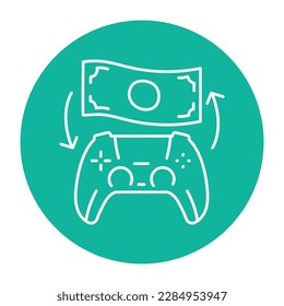 Gamefi exchange color line icon. Digital crypto art. Pictogram for web page.