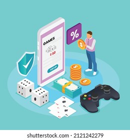 Gamefi - paying or get paid playing game 3D isometric vector concept for banner, website, illustration, landing page, flyer, etc