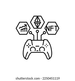 GameFi technology color line icon. Digital crypto art. Pictogram for web page.