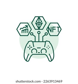 GameFi technology color line icon. Digital crypto art. Pictogram for web page.