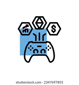 GameFi technology color line icon. Digital crypto art. Outline pictogram for web page, mobile app, promo