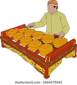 Gamelan Bonang Flat Design Vector Illustration