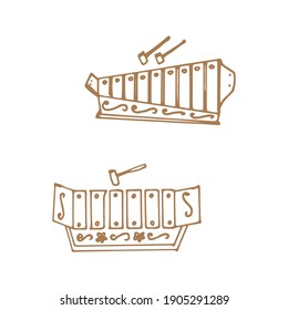 gamelan, Indonesian traditional musical instruments, Central Java. gamelan vector illustration. hand drawn vector. doodle for logo, poster, cover, banner, advertising, sticker, clipart, symbol. 