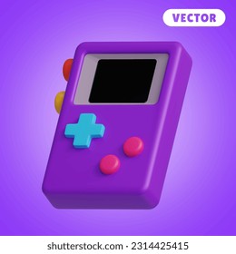 conjunto de iconos de vector gamepad 3D, en un fondo morado