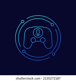 gamepad with audio control icon, line vector