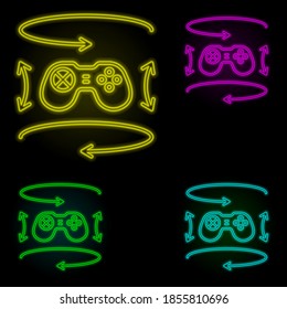 Gamepad, augmented reality, rotation neon color set icon. Simple thin line, outline vector of augmented reality icons for ui and ux, website or mobile application