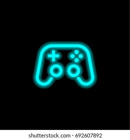 Gamepad blue glowing neon ui ux icon. Glowing sign logo vector