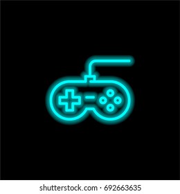 Gamepad blue glowing neon ui ux icon. Glowing sign logo vector