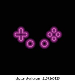 Gamepad buttons simple icon vector. Flat design. Purple neon style on black background.ai