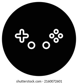 Gamepad buttons simple icon vector. Flat design. White icon on black circle. White background.ai