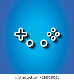 Gamepad buttons simple icon vector. Flat design. White icon with shadow on blue background.ai