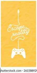 Gamepad with Cable in the Shape of a Text Message on Textured Paper Background