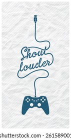 Gamepad with Cable in the Shape of a Text Message on Textured Paper Background