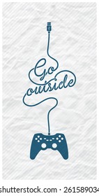 Gamepad with Cable in the Shape of a Text Message on Textured Paper Background