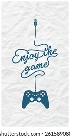 Gamepad with Cable in the Shape of a Text Message on Textured Paper Background