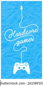 Gamepad with Cable in the Shape of a Text Message on Textured Paper Background