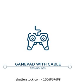gamepad with cable vector line icon. Simple element illustration. gamepad with cable outline icon from technology concept. Can be used for web and mobile
