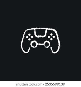 Gamepad chalk icon. Thin line customizable illustration. Contour symbol. Vector isolated outline drawing.