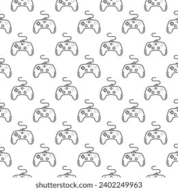 Gamepad for Computer vector Gamer Controlling Device concept simple seamless pattern in thin line style