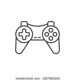 Gamepad, console game control line icon.