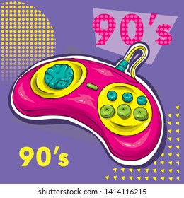 Gamepad for a console game. Game controller. Vector illustration for printing on T-shirts, flyers and stuff. Hipster.