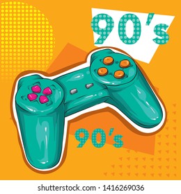 Gamepad for a console game. Game controller. Vector illustration for printing on T-shirts, flyers and stuff. Hipster.