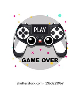 Gamepad para un juego de consola.Controlador de juego. Ilustración vectorial. Estilo Hipster y concepto de moda, Se puede utilizar para imprimir en pantalones-T, volantes y cosas así. Ilustración vectorial.