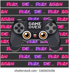 Gamepad for a console game.Game controller. Vector illustration. Hipster style and fashion concept, Can be used for printing on T-shirts, flyers and stuff. Vector illustration.