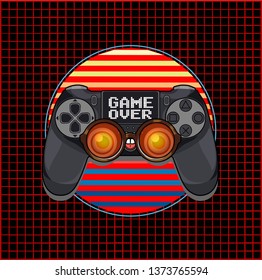 Gamepad for a console game.Game controller. Vector illustration. Hipster style and fashion concept, Can be used for printing on T-shirts, flyers and stuff. Vector illustration.