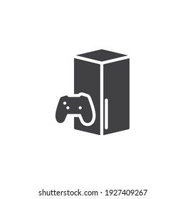 Gamepad and console vector icon. filled flat sign for mobile concept and web design. Video game console glyph icon. Symbol, logo illustration. Vector graphics