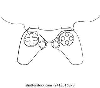 Gamepad in kontinuierlicher, einzeiliger Kunststil. Einfache Vektorgrafik