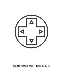Gamepad control buttons outline icon. linear style sign for mobile concept and web design. Console direction keys simple line vector icon. Symbol, logo illustration