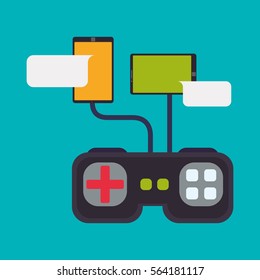 gamepad control smartphones connection playing vector illustration