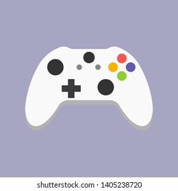 Gamepad, controller, input device. Console gaming, video games, entertaiment, arcade. Flat style, colorful, vector illustration.