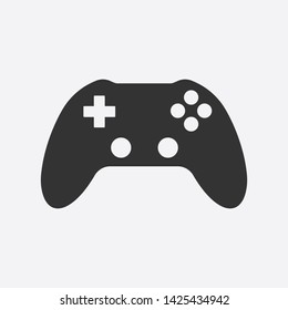 Gamepad, controller, input device. Console gaming, video games, entertaiment, arcade. Flat style, black and white, vector illustration.