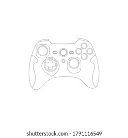 Gamepad, controller, input device.Gaming controller line and color drawing. Flat style, colorful, vector illustration.