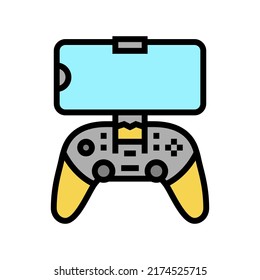 Gamepad Controller For Phone  Color Icon Vector. Gamepad Controller For Phone  Sign. Isolated Symbol Illustration