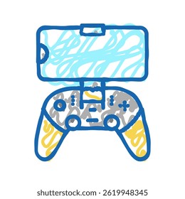 gamepad controller for phone doodle icon sketch vector. gamepad controller for phone sign. isolated symbol illustration